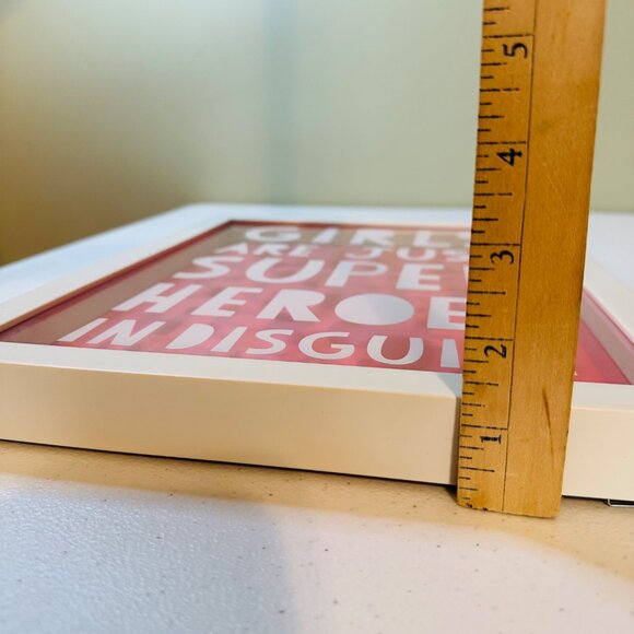 Framed Art Print Girls Are Just Superheroes In Disguise 11"x14" Pink & White - Picture 6 of 13